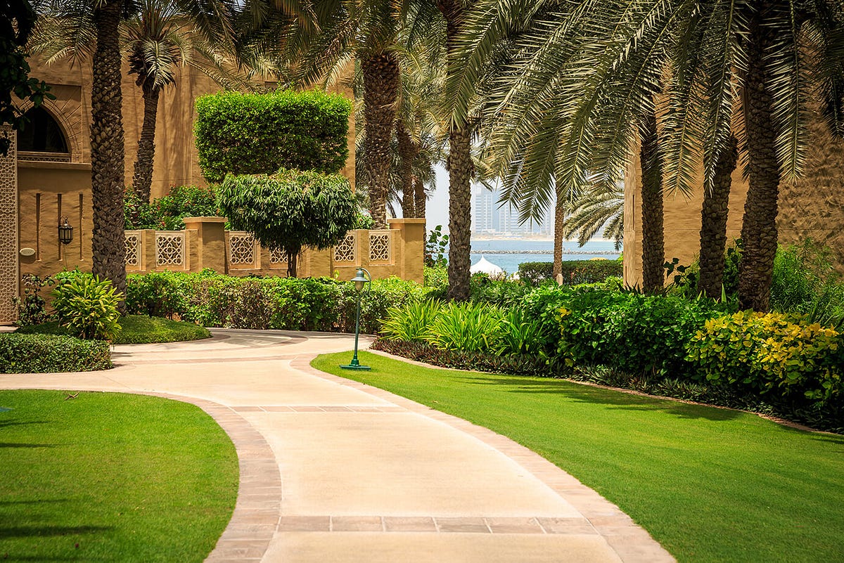 Beautiful garden landscaping path way in Dubai